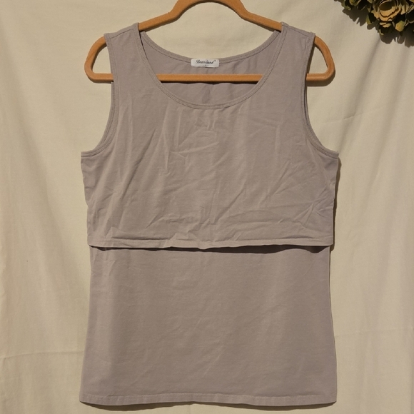 Bearsland XL Gray Nursing Maternity False Two Piece Layer Tank Top - Picture 1 of 7